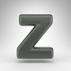 Letter Z uppercase on white background. Anodized green 3D letter with matte texture.