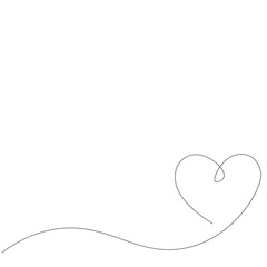 Heart one line drawing, love design vector illustration