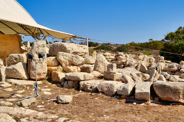 Exterior of prehistoric megalith temple on Malta island