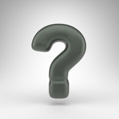 Question symbol on white background. Anodized green 3D sign with matte texture.