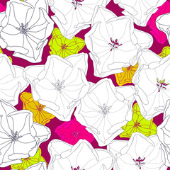 Floral seamless pattern. Vector background with flowers. Hand drawn artwork for textiles, fabrics, souvenirs, packaging and greeting cards.