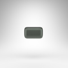 Minus symbol on white background. Anodized green 3D sign with matte texture.