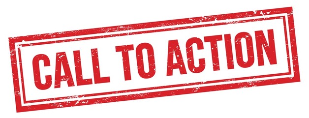 CALL TO ACTION text on red grungy vintage stamp.