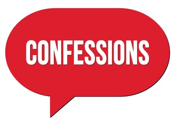 CONFESSIONS text written in a red speech bubble