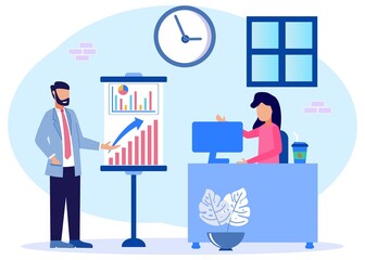 Illustration vector graphic cartoon character of business presentation