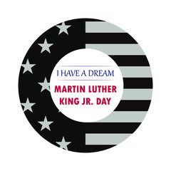 Martin Luther King JR. Day vector illustration with us flag in background.