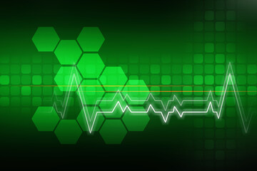 Heart with cardiogram - 2D illustration
