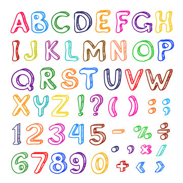 Hand drawn cartoon alphabet set, graphic art