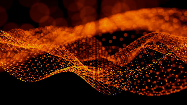 Big Data Vizualisation concept. Information represented as a High Tech Futuristic Particle Network. Abstract background. 3D render