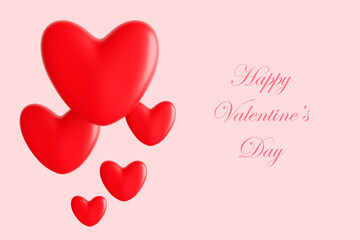 Happy Valentine's day square banner. Love 3d hearts design concept banner template background.