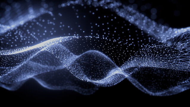 Big Data Vizualisation concept. Information represented as a High Tech Futuristic Particle Network. Abstract background. 3D render