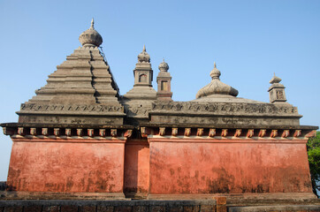 Fototapeta na wymiar Partial view of Talkeshwar Temple, near Anjanvel Lighthouse, Guhagar taluka, Ratnagiri, Maharashtra, India