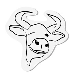 Bull head sticker. The symbol of the 2021 new year. 