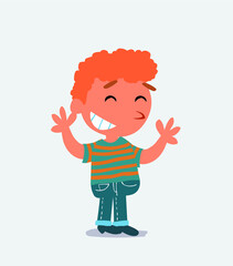  Very pleased cartoon character of little boy on jeans