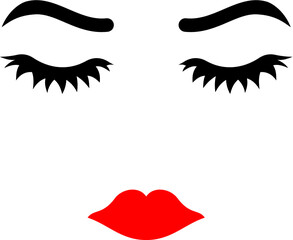 Vector illustration of the female face squints