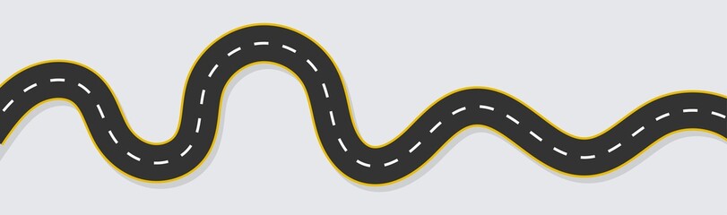Horizontal asphalt road template. Winding road vector illustration. Seamless highway marking Isolated on background. © Bohdan