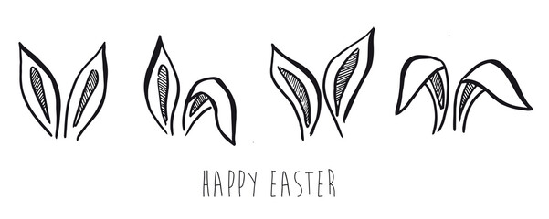 Obraz premium Rabbits's ears. Hand drawn illustration. 