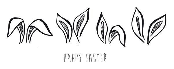 Rabbits's ears. Hand drawn illustration.	
