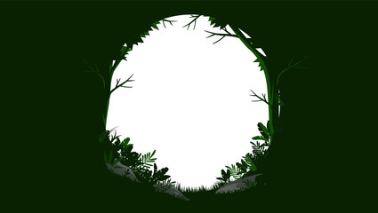 Forest nature frame - Oval border in green colours with empty hole in middle, vector illustration. © Knut