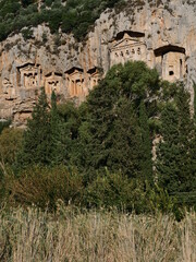 Fototapeta premium lycian rock tombes ancient graves from history at dalyan fethiye turkey