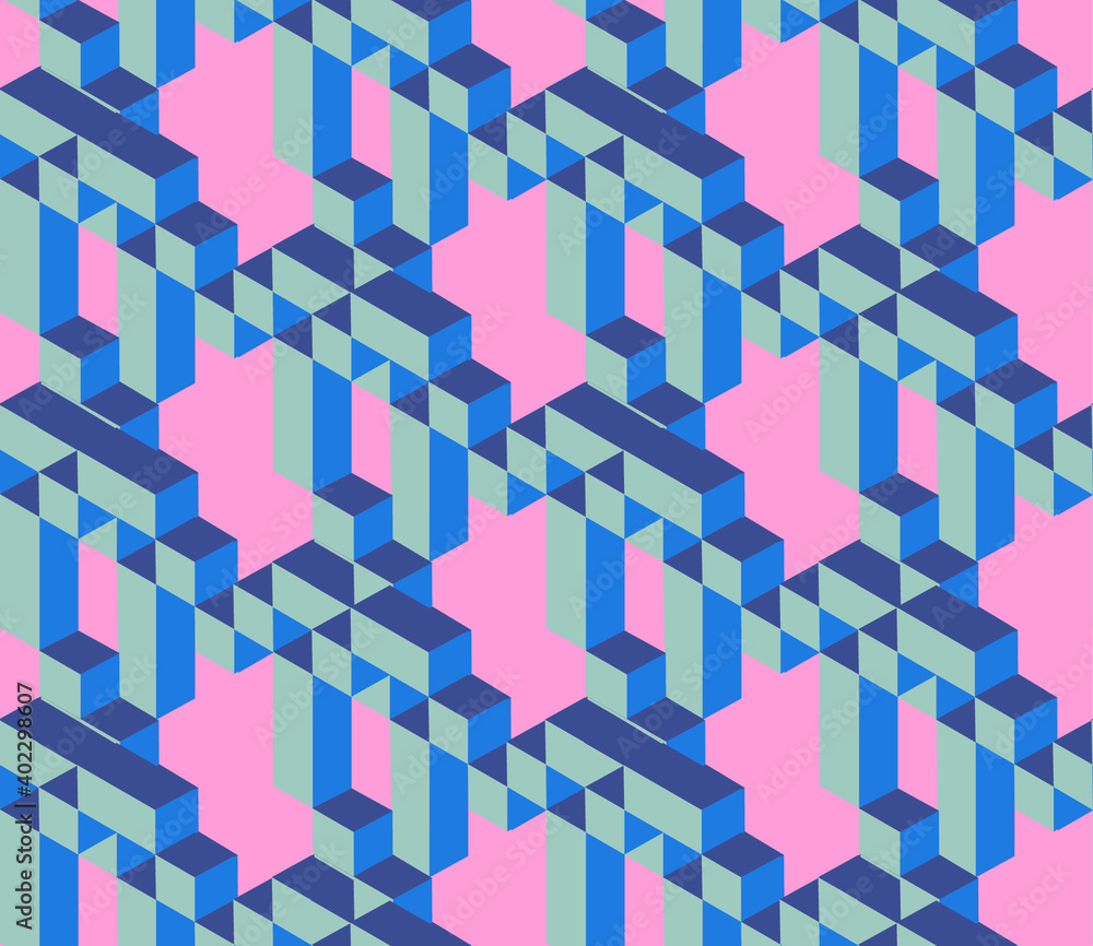 Poster seamless geometric pattern with the image of cubes, beams, architecture. vector design for web banne