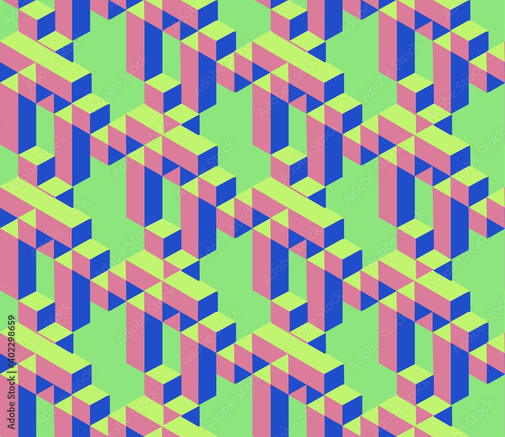 Poster seamless geometric pattern with the image of cubes, beams, architecture. vector design for web banne