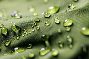 waterproof fabric - closeup of water resistant textile with water drops