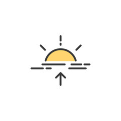 Sunrise. Filled color icon. Weather vector illustration