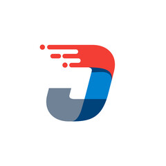 Letter J fast speed motion logo.