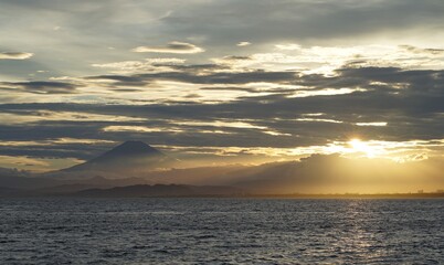 富士山と夕焼け雲