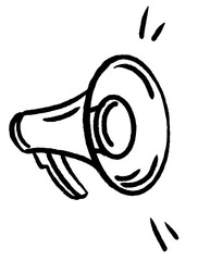 Megaphone doodle hand drawn chalk line icon. Sketch Vector illustration
