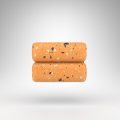 Equals symbol on white background. 3D sign with orange terrazzo pattern texture.