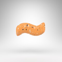Tilda symbol on white background. 3D sign with orange terrazzo pattern texture.