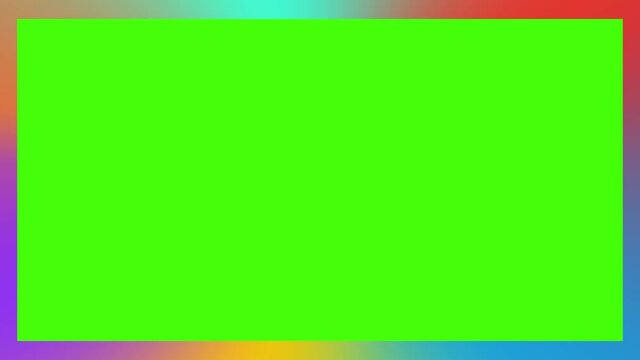 Colorful frame border on green background. Seamless looped animation motion graphic.