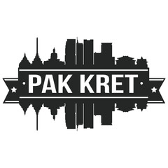 Pak Kret Thailand Thai Skyline Silhouette Design City Vector Art Famous Buildings Stamp.