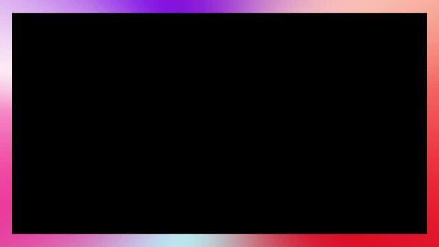 Colorful frame border on black background. Seamless looped animation motion graphic.
