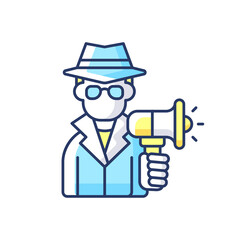 Undercover marketing RGB color icon. Introducing company product to consumers in way that does not seem like advertising. Isolated vector illustration