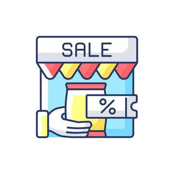 Transactional marketing RGB color icon. Business strategy that focuses on single transactions. Different sales advices. Isolated vector illustration