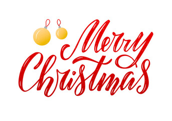 Vector illustration of merry christmas lettering for banner, poster, greeting card, sign board, souvenirs, stickers, clothes design. Handwritten calligraphic text for web or print

