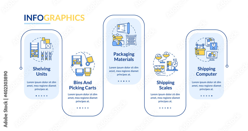 Fototapete storehouse vector infographic template. warehouse management presentation design elements. data visu
