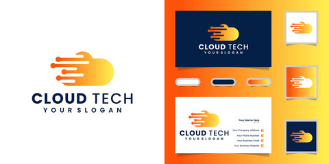 cloud tech logo and business card