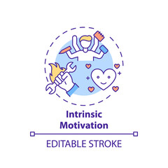 Intrinsic motivation concept icon. Motivation type idea thin line illustration. Doing tasks without external rewards. Enhancing engagement. Vector isolated outline RGB color drawing. Editable stroke