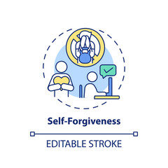 Self-forgiveness concept icon. Fighting procrastination idea thin line illustration. Avoiding being self-critical. Emotional well-being. Vector isolated outline RGB color drawing. Editable stroke