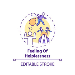 Helplessness feeling concept icon. Inability to help oneself idea thin line illustration. Struggling with depression and anxiety. Vector isolated outline RGB color drawing. Editable stroke