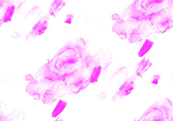 Seamless pattern of pink watercolor blots on white background
