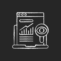 Search marketing chalk white icon on black background. Process of acquiring people traffic or customers with using of different search engines. Isolated vector chalkboard illustration