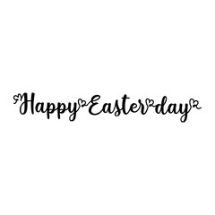 Vector illustration perfect for greeting cards, party invitations, posters, stickers, clothing. Continuous one line drawing happy Easter day lettering handwritten.
