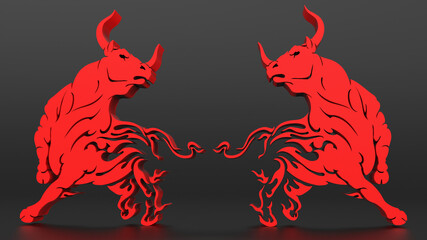 3D rendering - Red ox artistic cutout