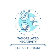 Task-related negativity concept icon. Procrastination reason idea thin line illustration. Delaying and postponing deadlines. Vector isolated outline RGB color drawing. Editable stroke