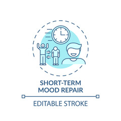 Short-term mood repair concept icon. Procrastination reason idea thin line illustration. Emotion regulation. Putting off dreaded task. Vector isolated outline RGB color drawing. Editable stroke